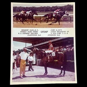 Vintage 1978 Horse Racing Photo Belmont CATCHUP Winner Circle Color